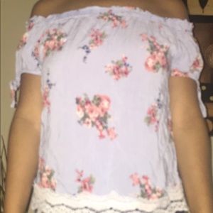 off the shoulder floral blouse